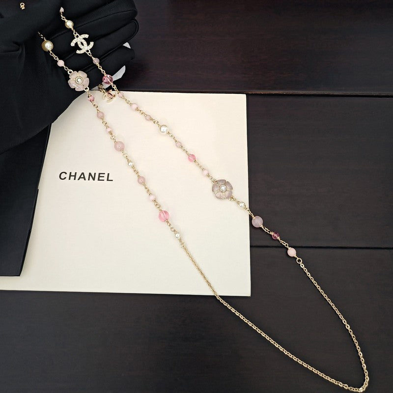 18K  Chanel Pink Pearl Long Necklace