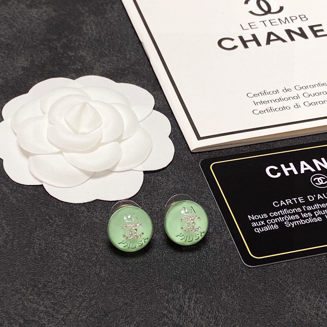 18K  Chanel Green Earrings