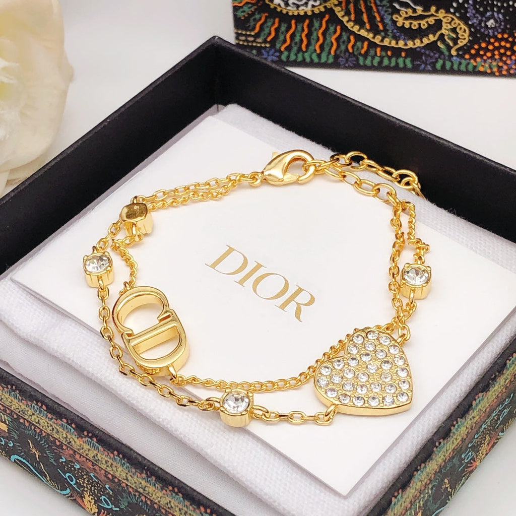 18K Petit Dior Heart Diamonds Bracelet