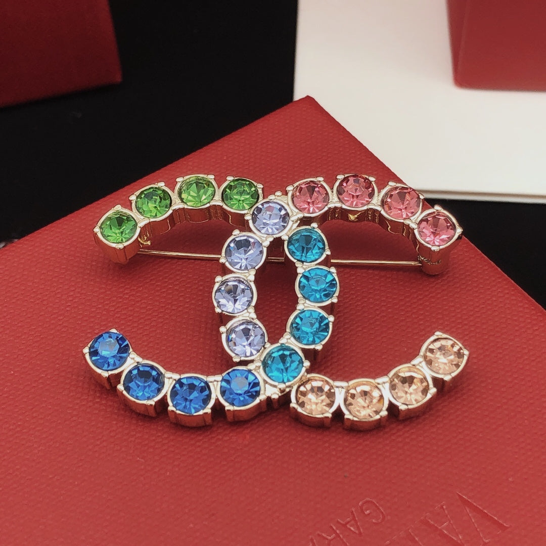 18K  Chanel Color Crystals Brooch