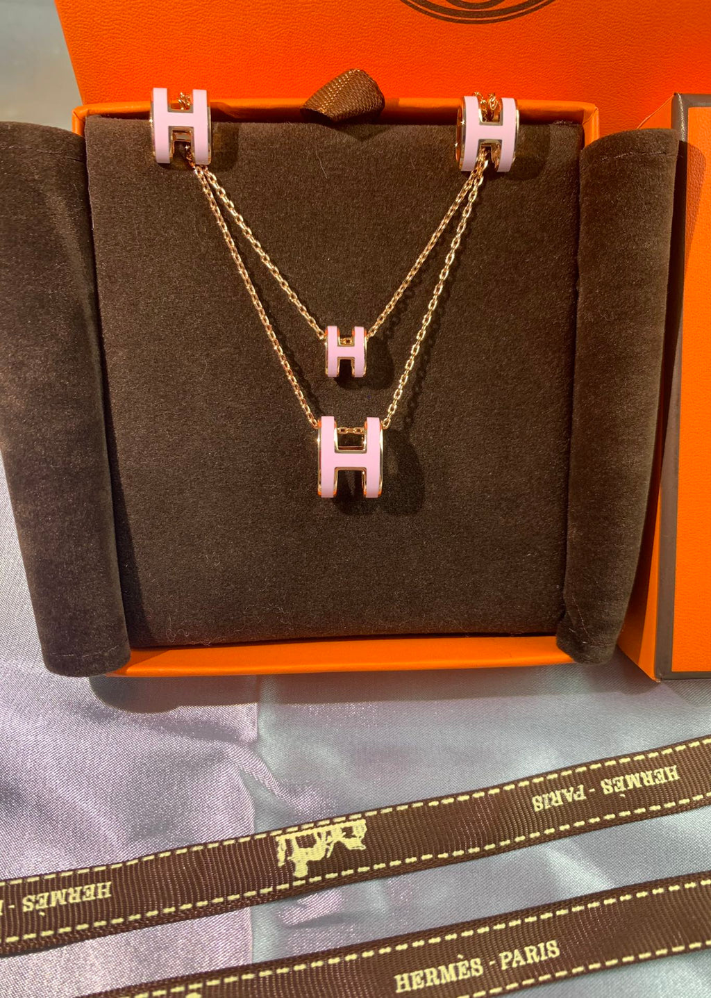 18K Mini Pop Hermes Pink Necklace