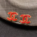 18K  Chanel Red Resin Earrings