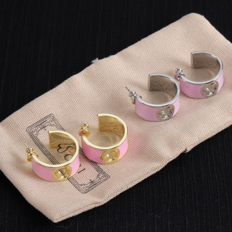 18K Double Gucci Color Enamel Earrings