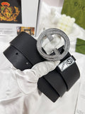 Elegant Black Leather Belt – Crystal-Encrusted Round Buckle | Luxury Women's Belt