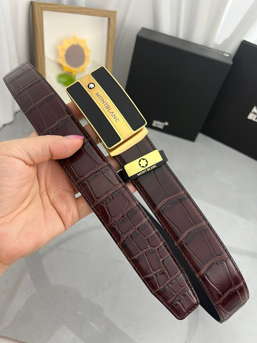 Premium Leather Belt – Brushed Metal Textured Buckle | 3.5cm | Formal & Upscale Casual