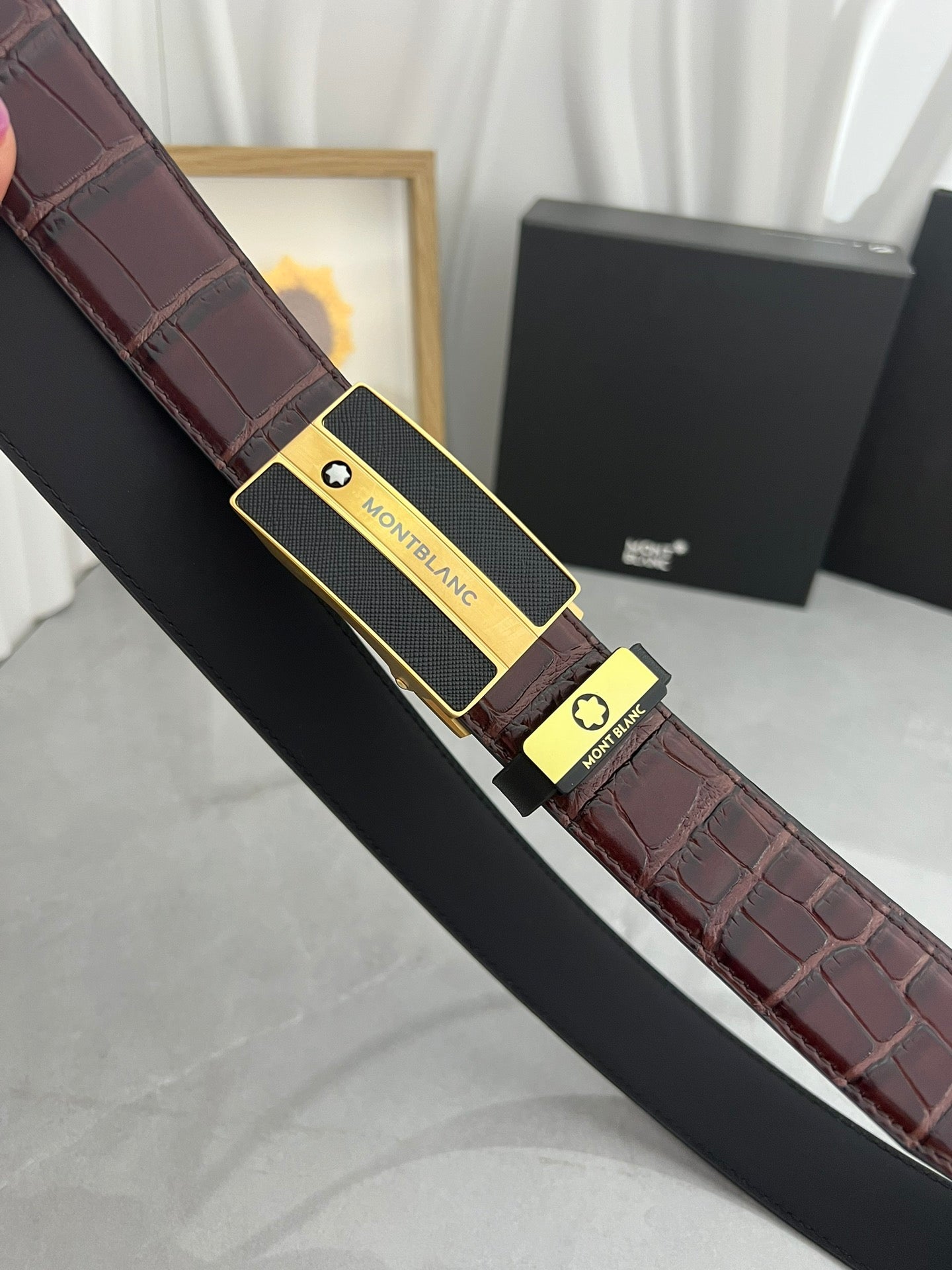 Premium Leather Belt – Brushed Metal Textured Buckle | 3.5cm | Formal & Upscale Casual