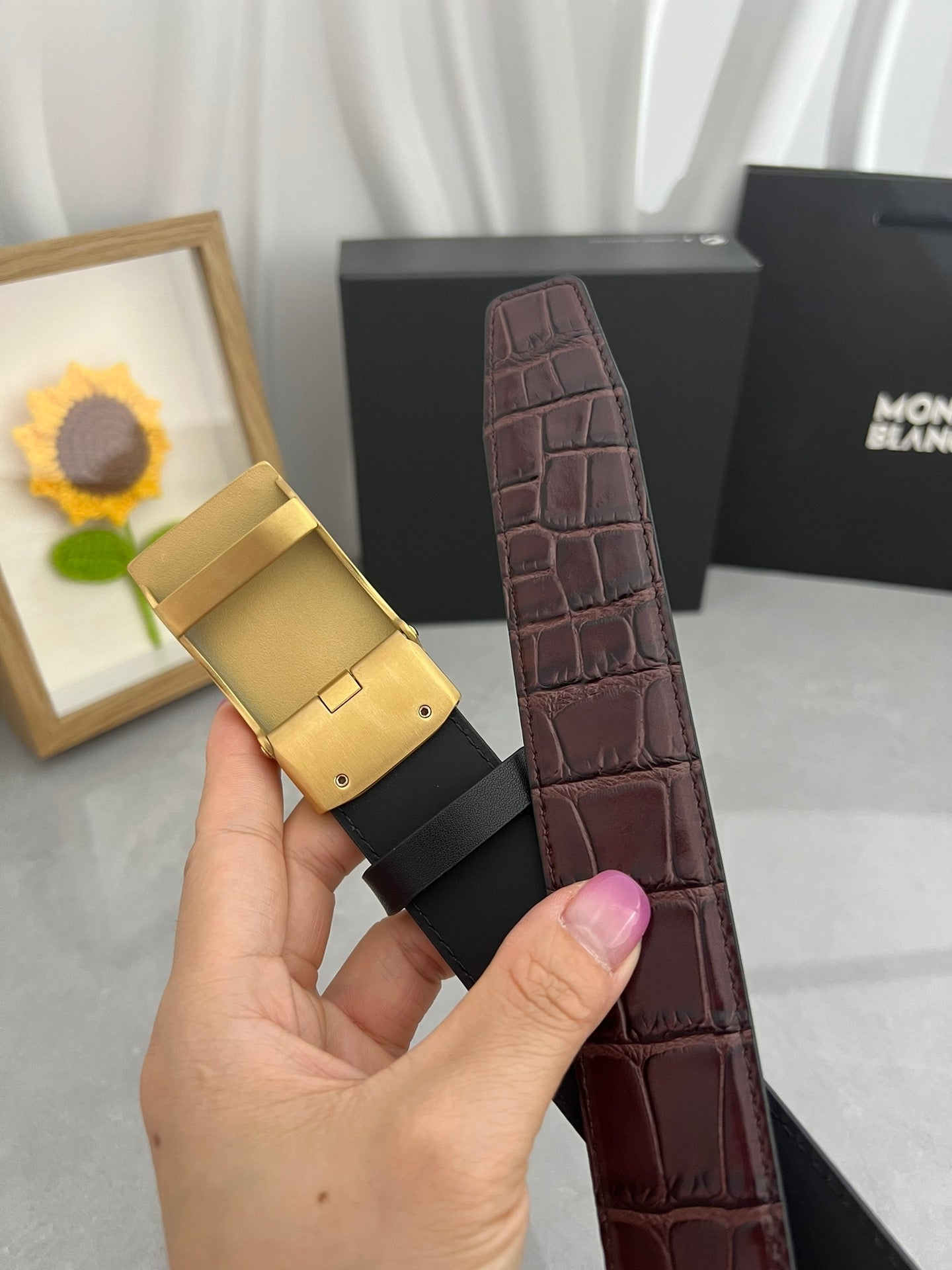 Premium Leather Belt – Brushed Metal Textured Buckle | 3.5cm | Formal & Upscale Casual