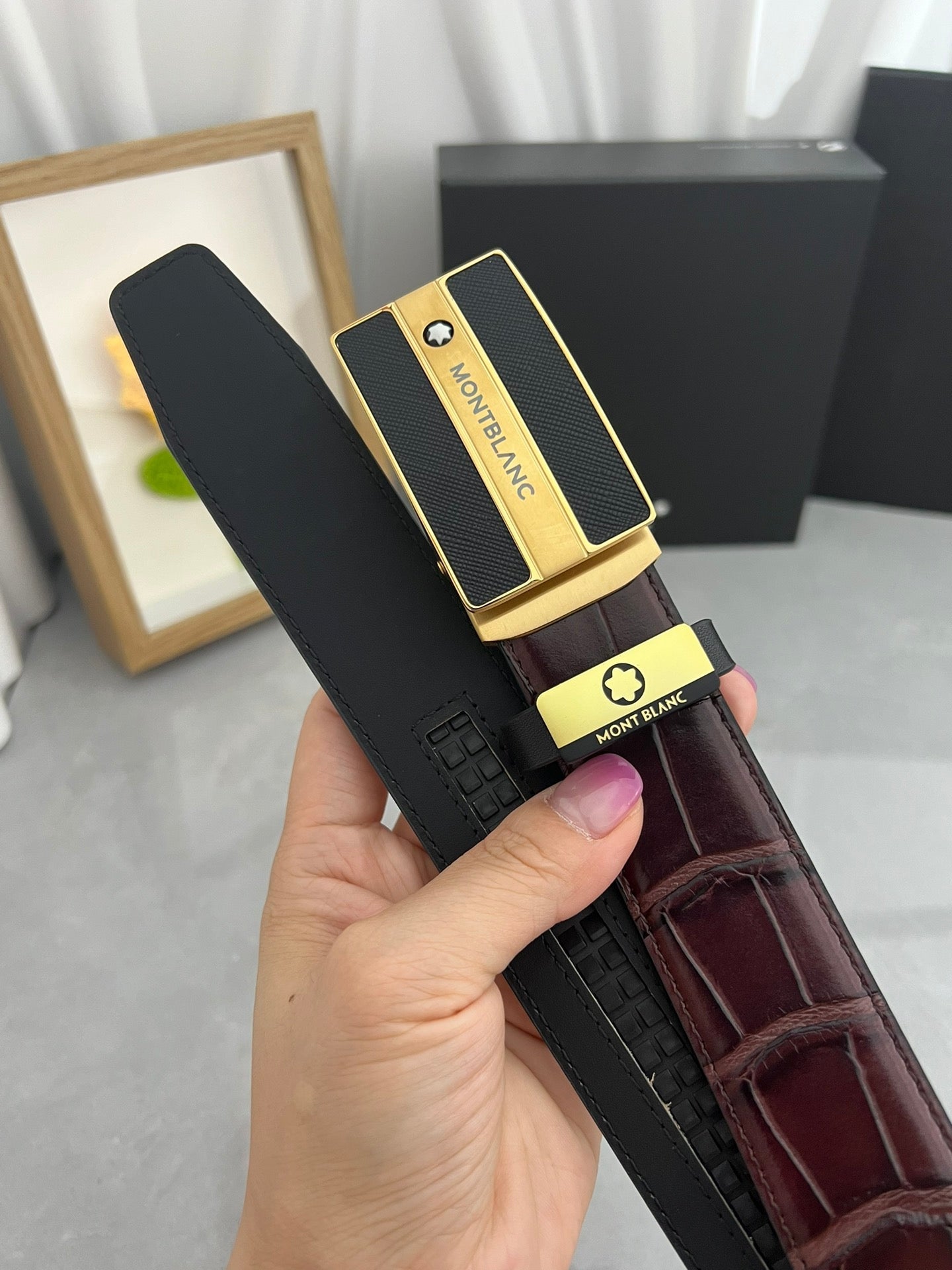 Premium Leather Belt – Brushed Metal Textured Buckle | 3.5cm | Formal & Upscale Casual