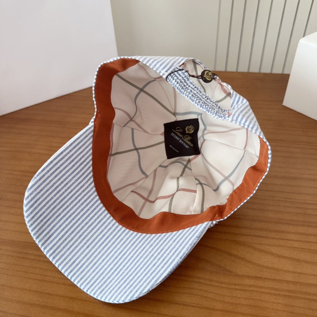 Blue & White Striped Baseball Cap Lightweight