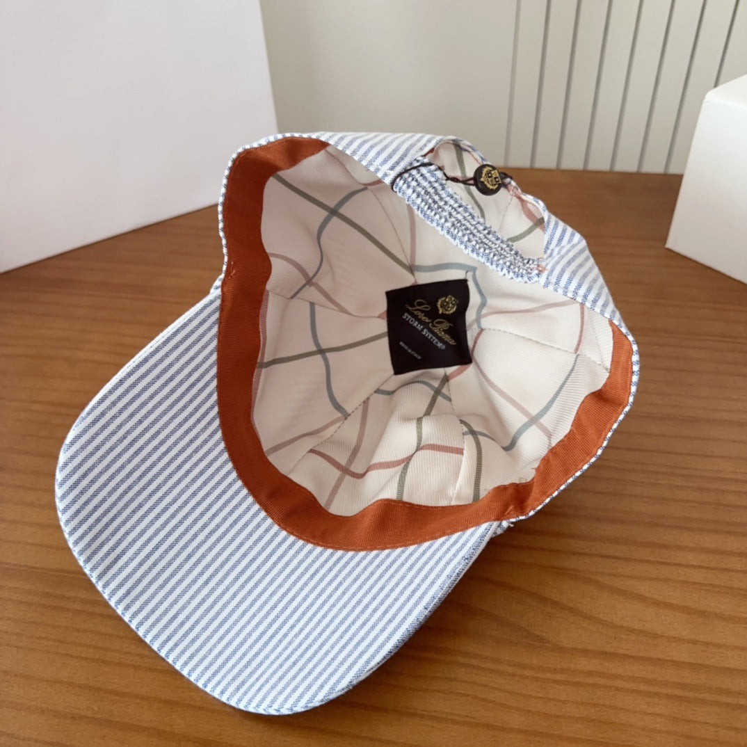 Blue & White Striped Baseball Cap Lightweight