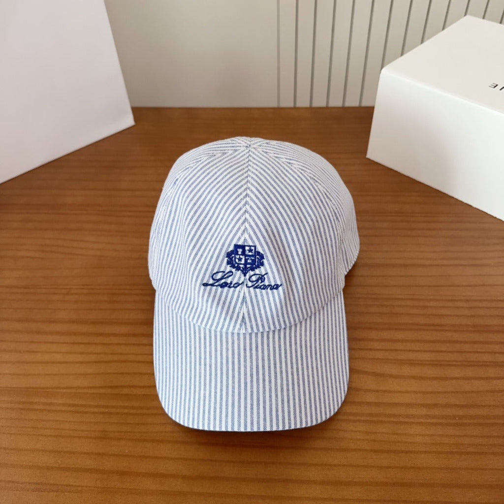 Blue & White Striped Baseball Cap Lightweight