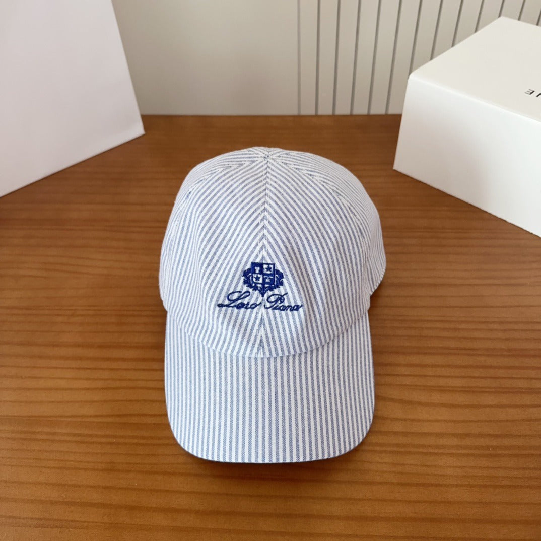 Blue & White Striped Baseball Cap Lightweight