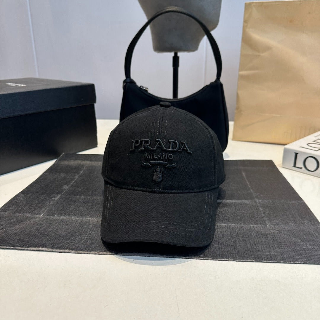 Tonal Embroidered Baseball Cap — Black