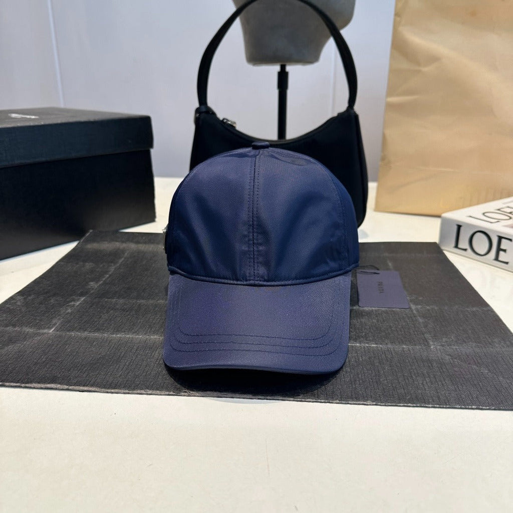 Nylon Baseball Cap with Metal Plaque — Navy