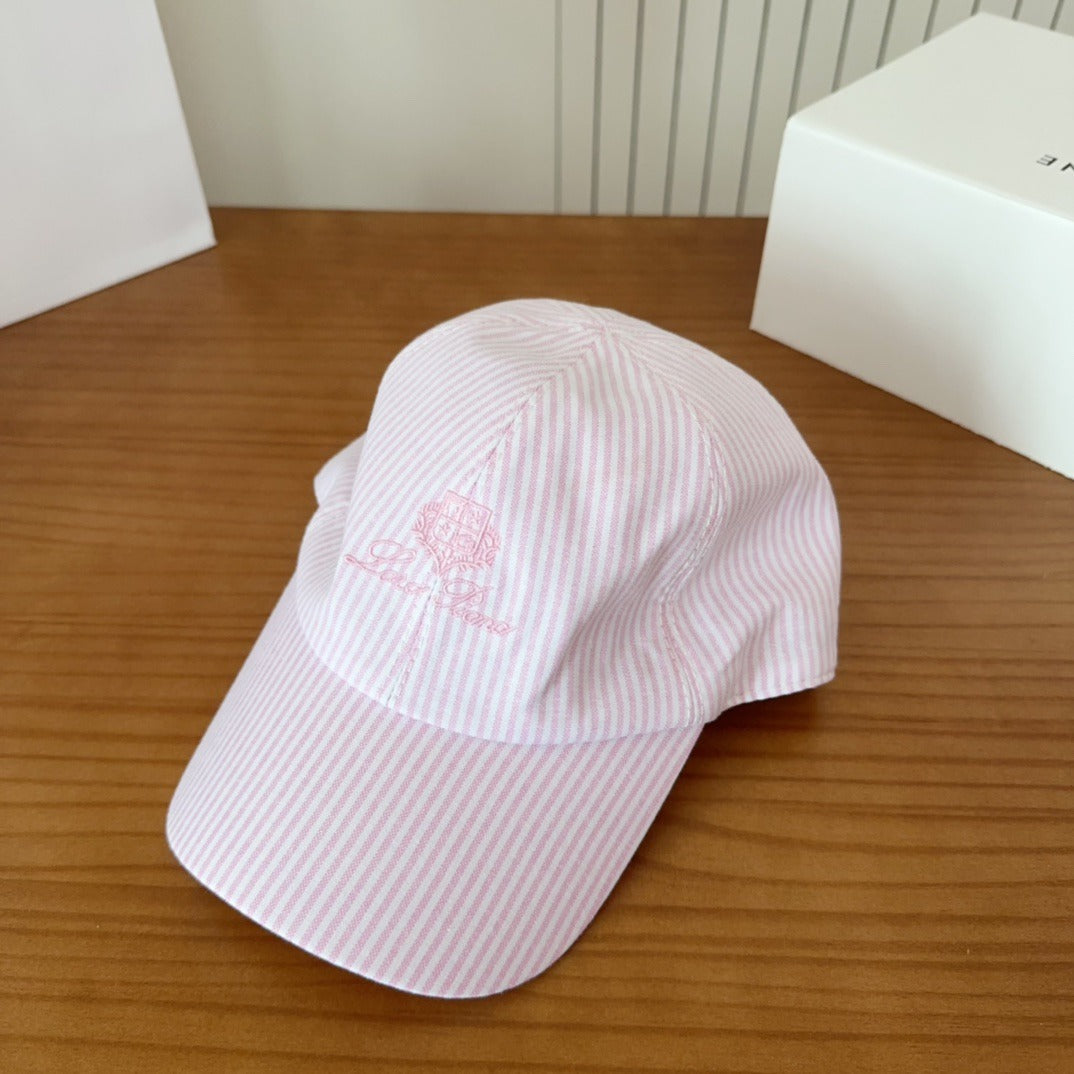 Blush Pinstripe Silk-Cotton Cap