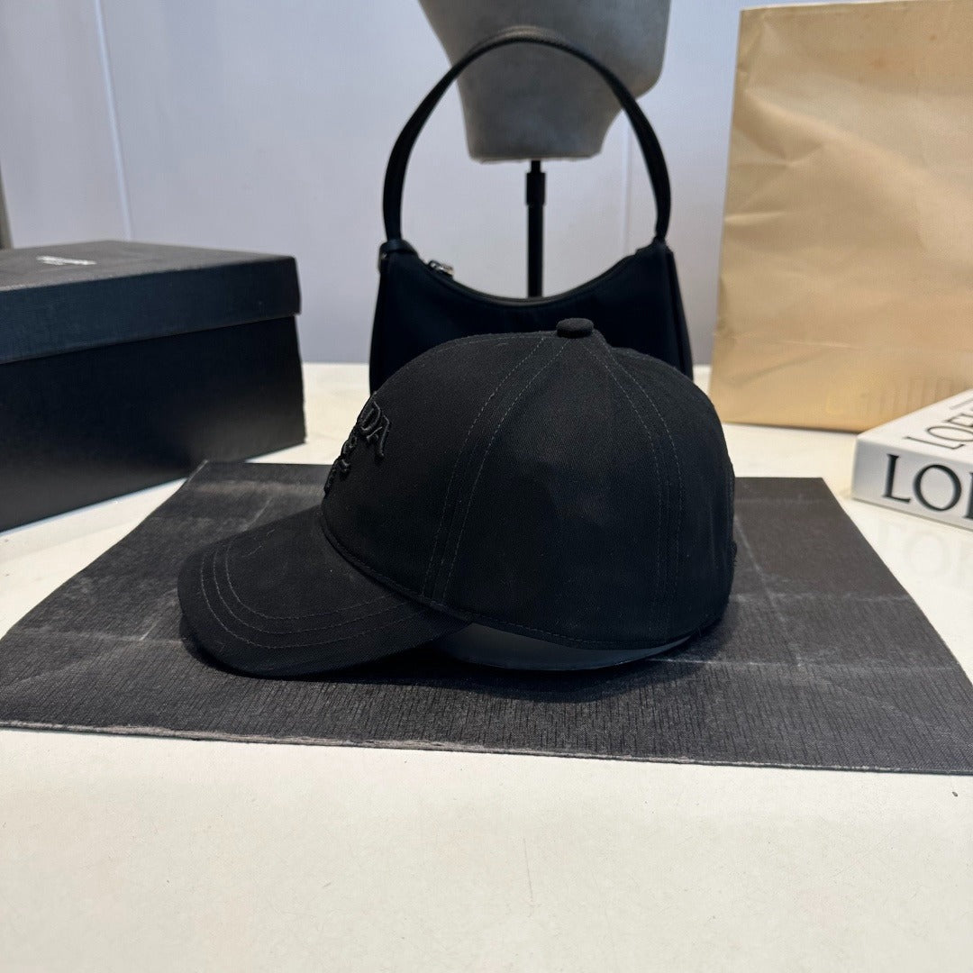 Tonal Embroidered Baseball Cap — Black