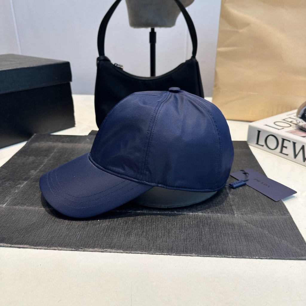 Nylon Baseball Cap with Metal Plaque — Navy
