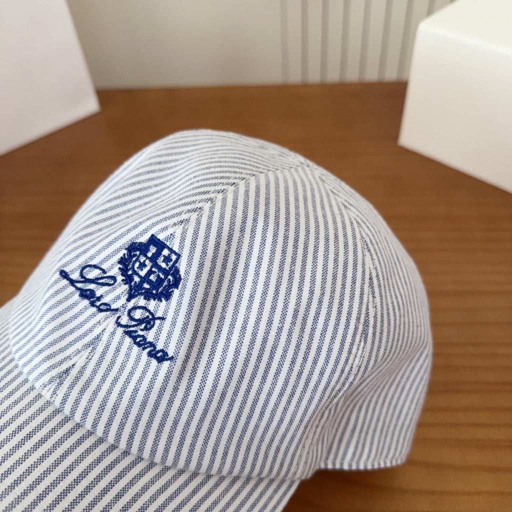Blue & White Striped Baseball Cap Lightweight