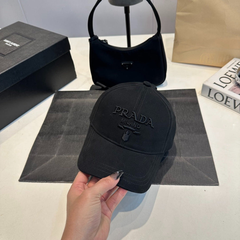 Tonal Embroidered Baseball Cap — Black