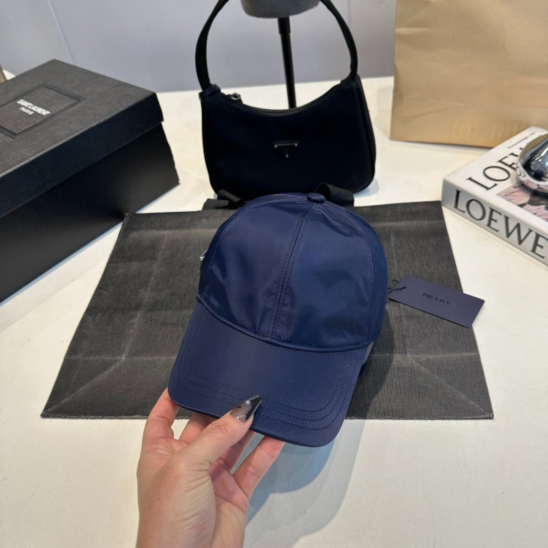 Nylon Baseball Cap with Metal Plaque — Navy