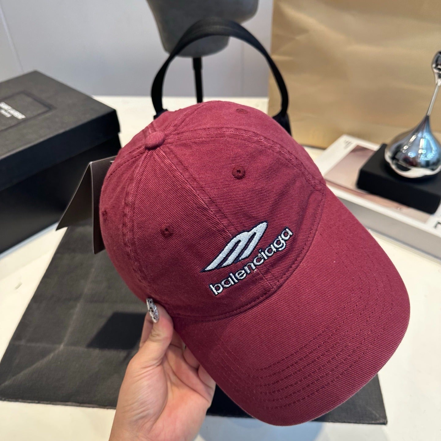 Embroidered Baseball Cap | Vintage Washed Burgundy Red Cotton Dad Hat