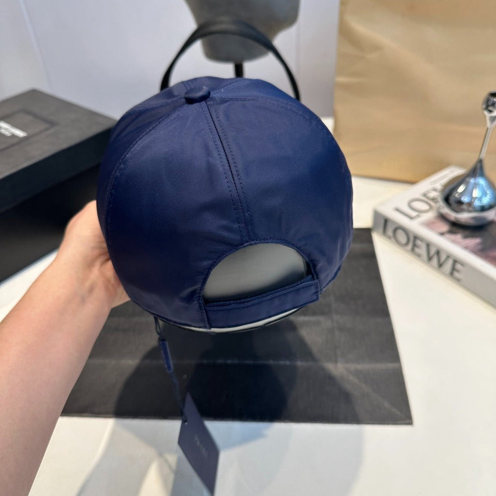 Nylon Baseball Cap with Metal Plaque — Navy