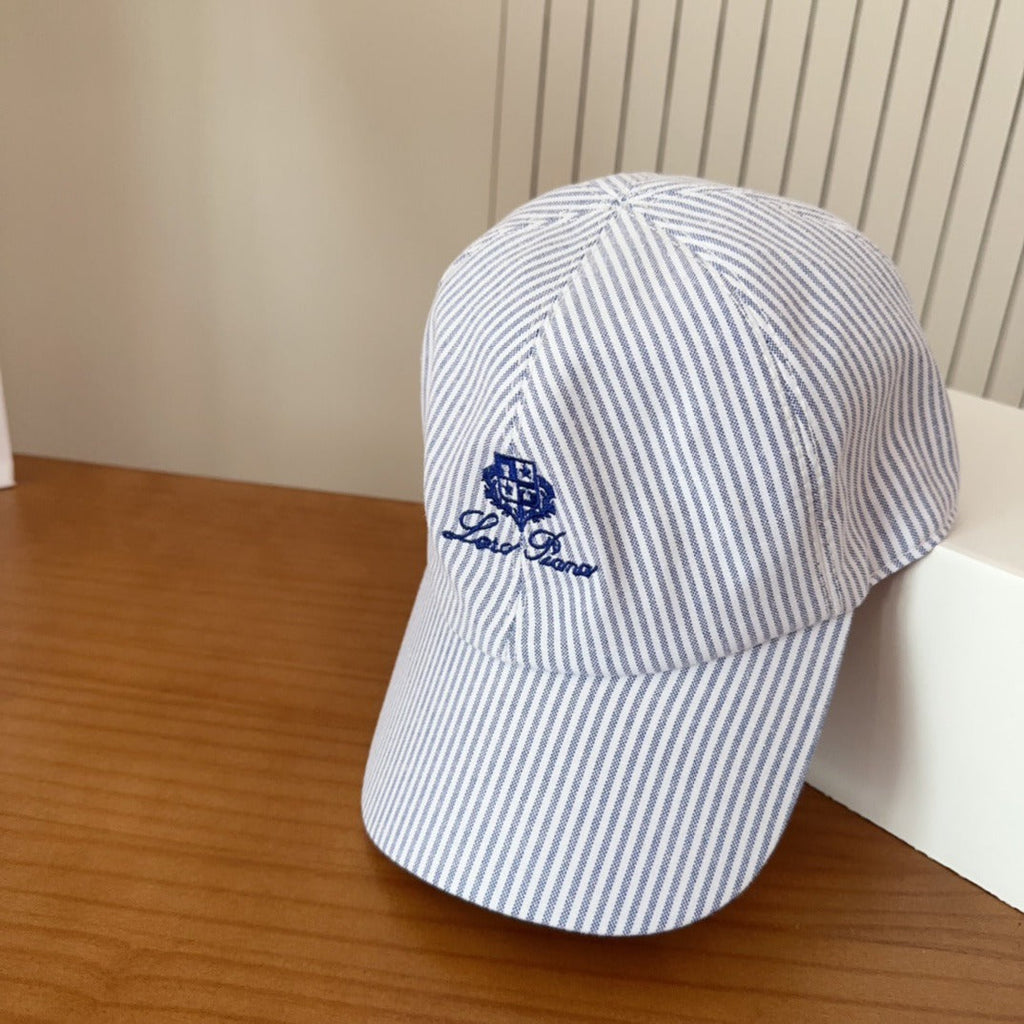 Blue & White Striped Baseball Cap Lightweight