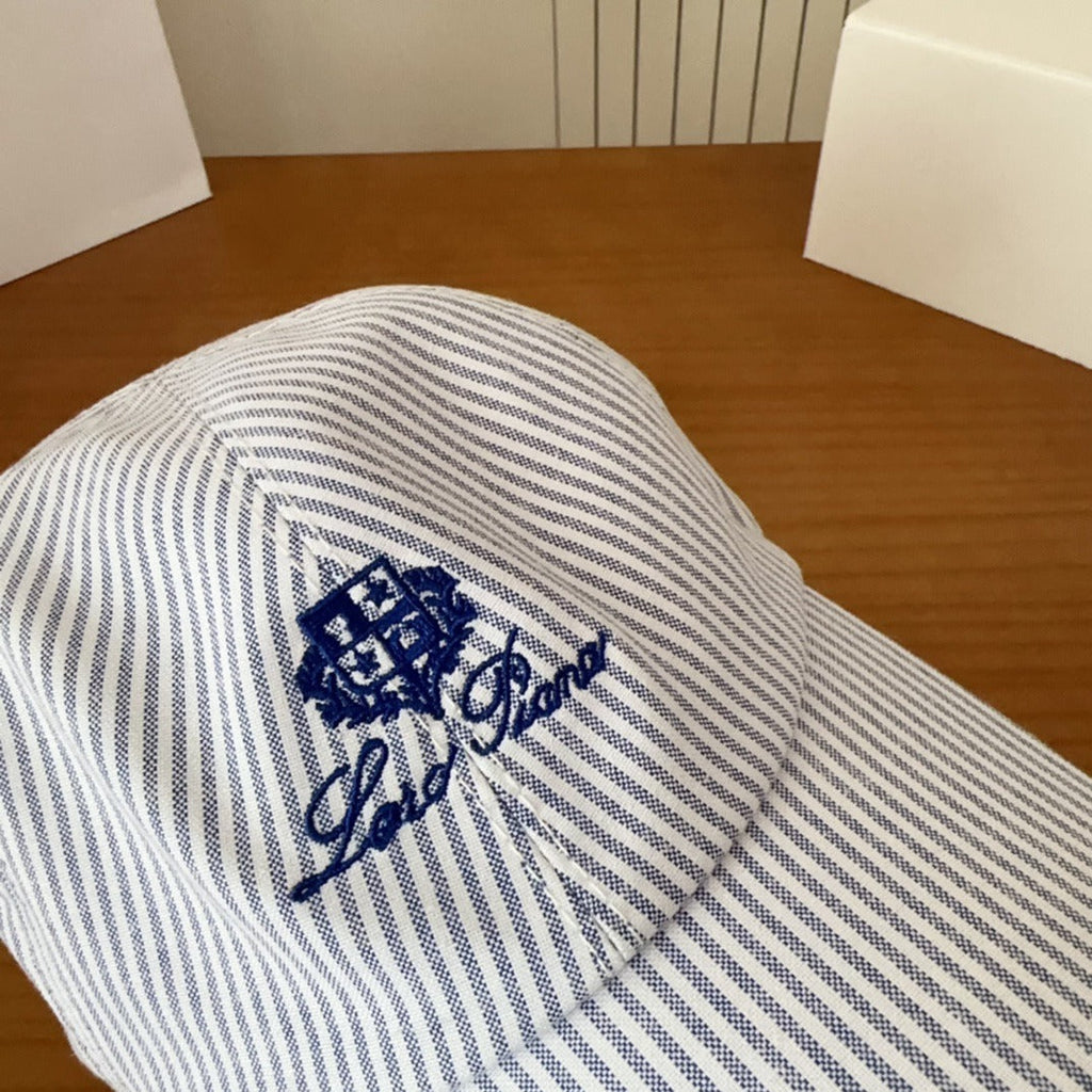 Blue & White Striped Baseball Cap Lightweight