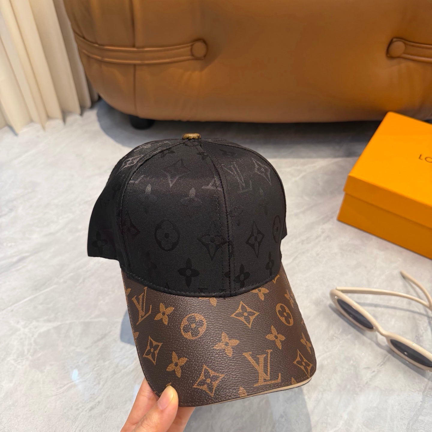 Monogram Print Adjustable Baseball Cap
