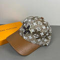 Monogram Print Flower Accent Baseball Cap