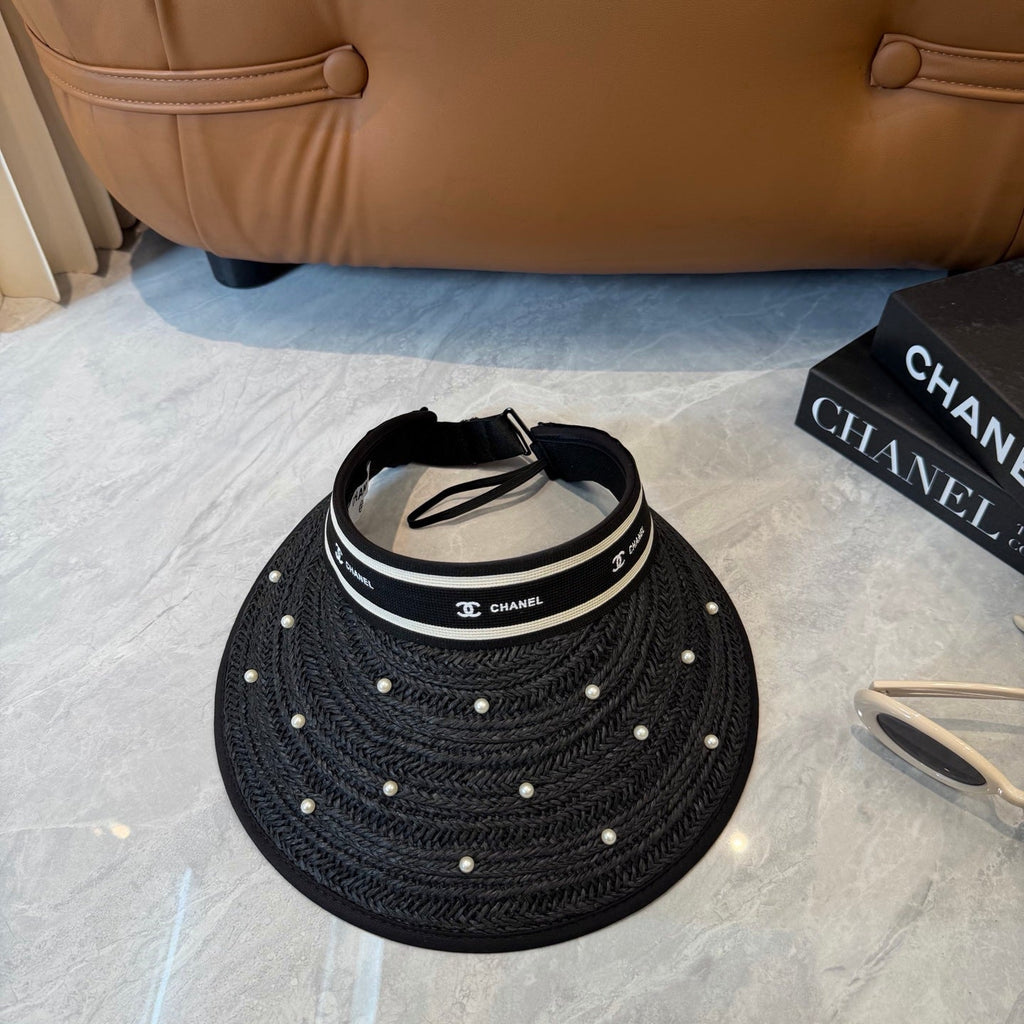 Pearl Accent Woven Sun Visor Hat