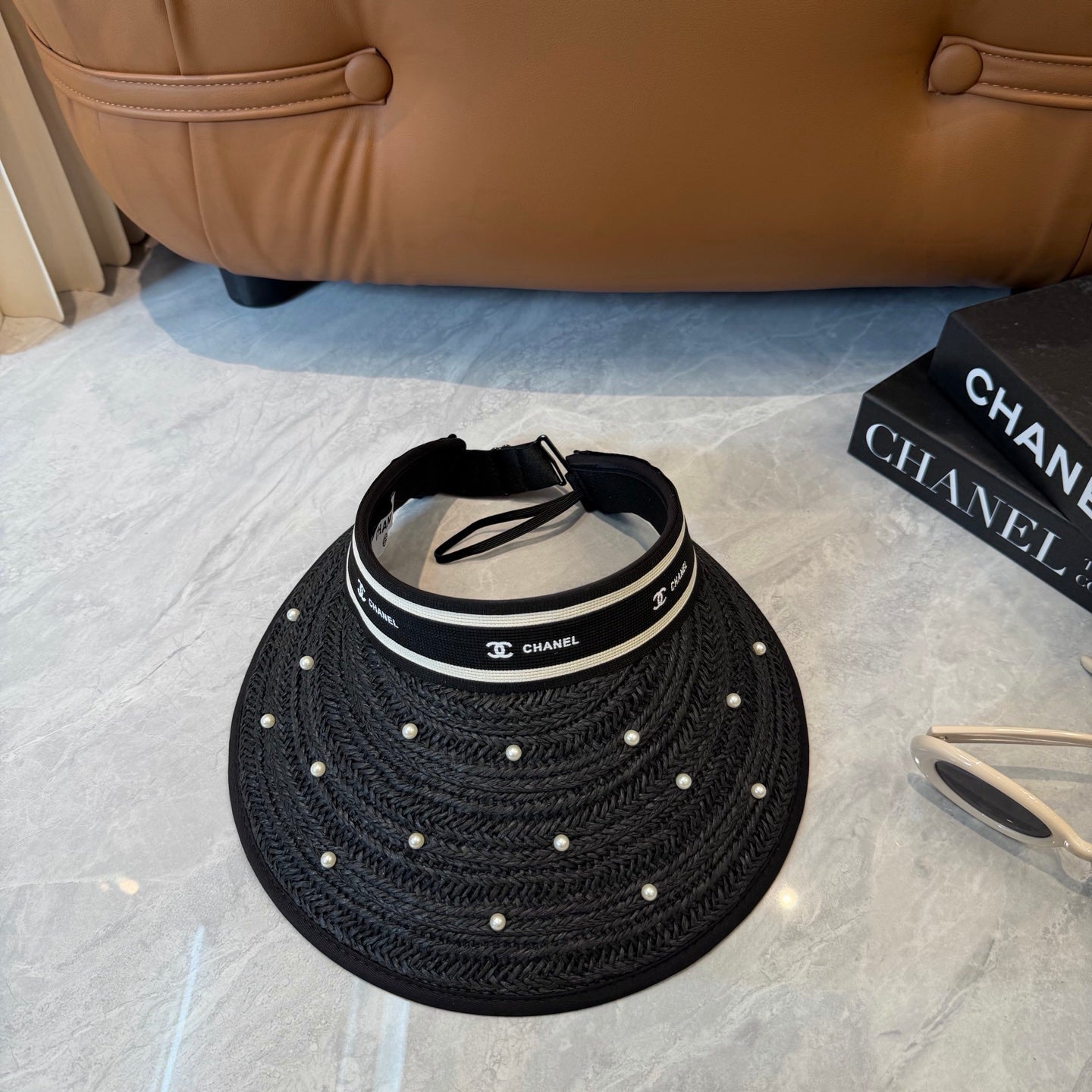 Pearl Accent Woven Sun Visor Hat