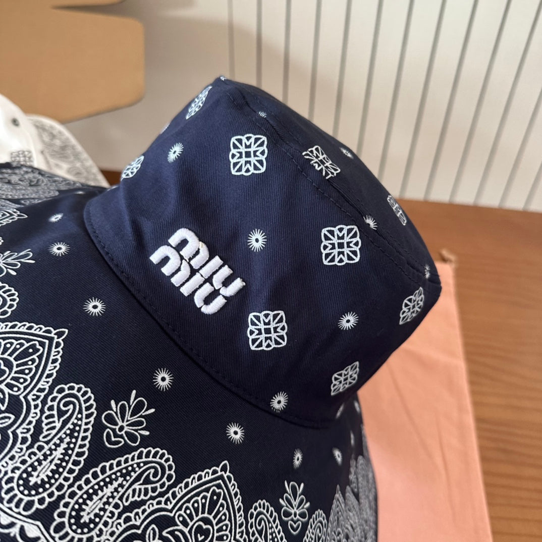 Paisley Print Wide Brim Bucket Hat with Adjustable Chin Cord