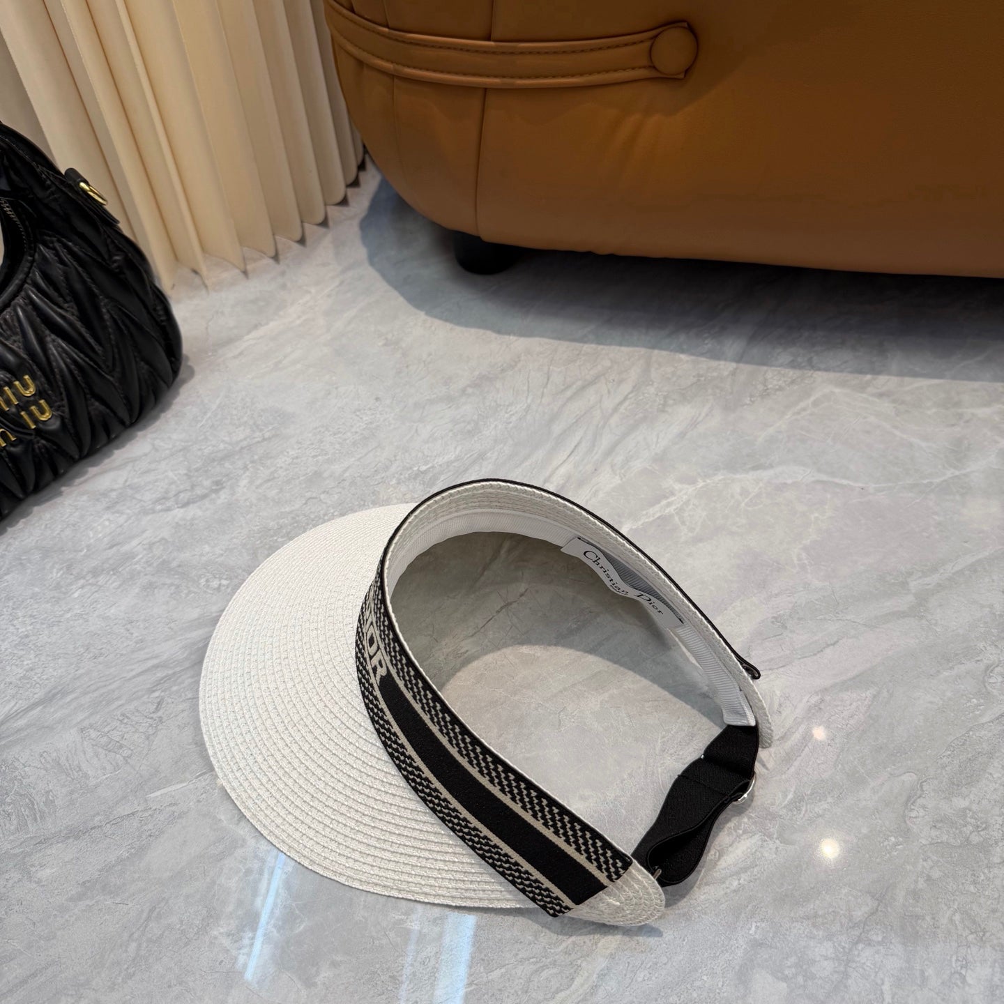 Women’s Woven Straw Visor Hat with Adjustable Elastic Back