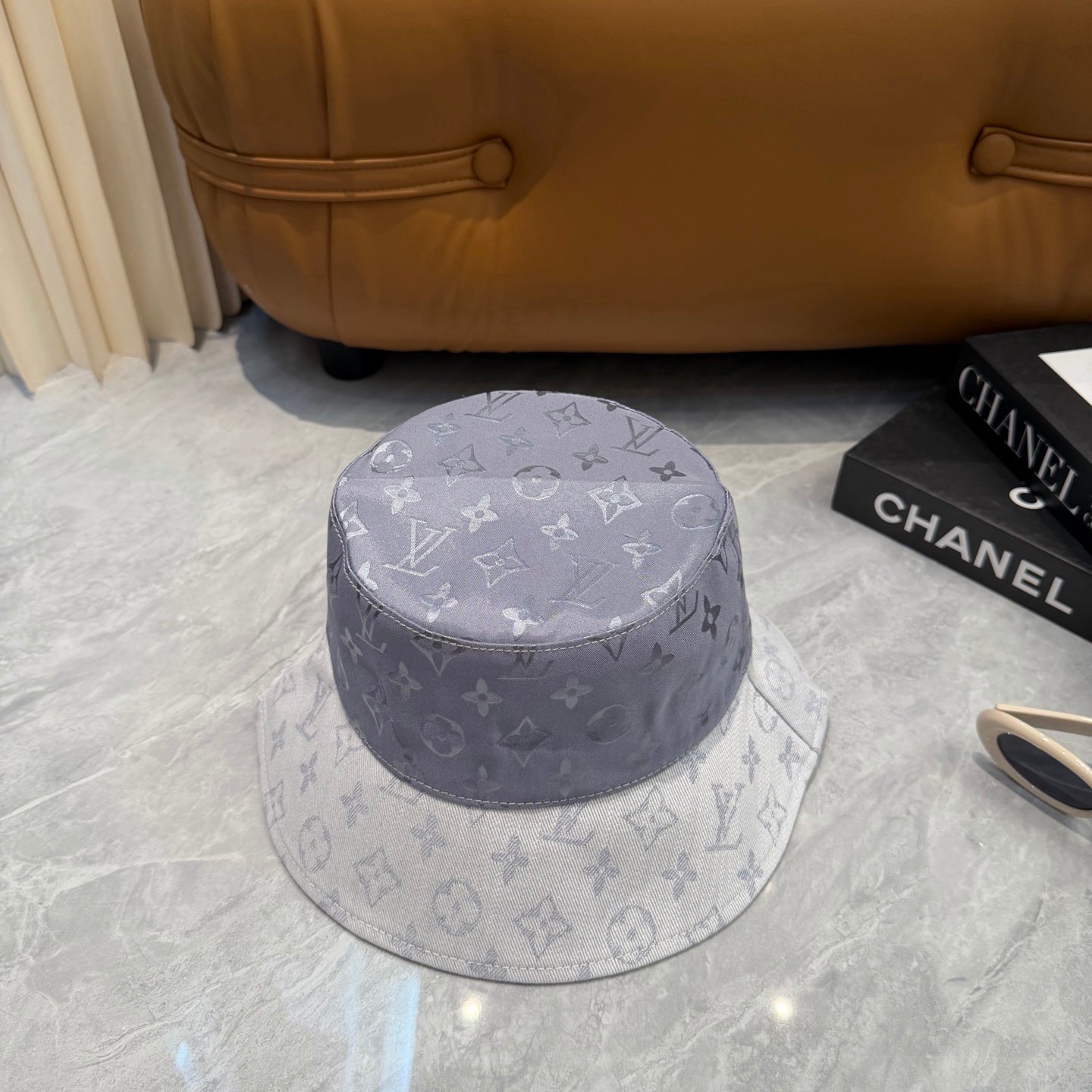 Two-Tone Monogram Style Bucket Hat