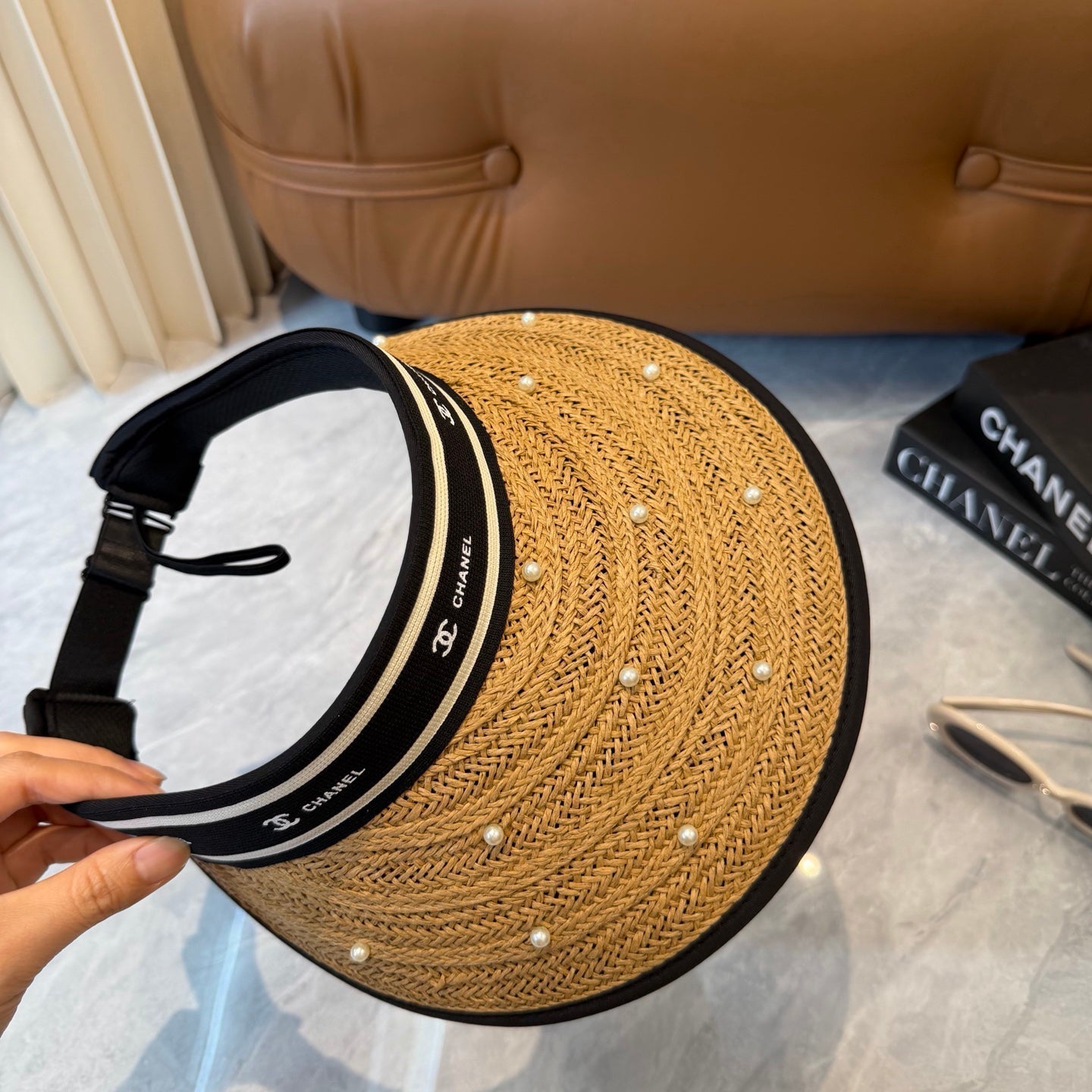 Pearl Accent Woven Sun Visor