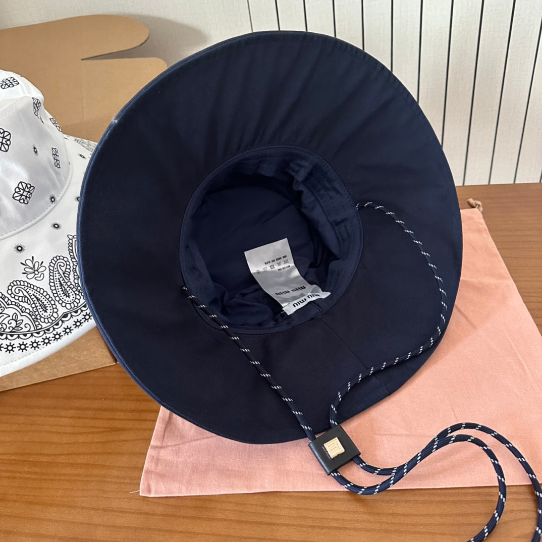 Paisley Print Wide Brim Bucket Hat with Adjustable Chin Cord