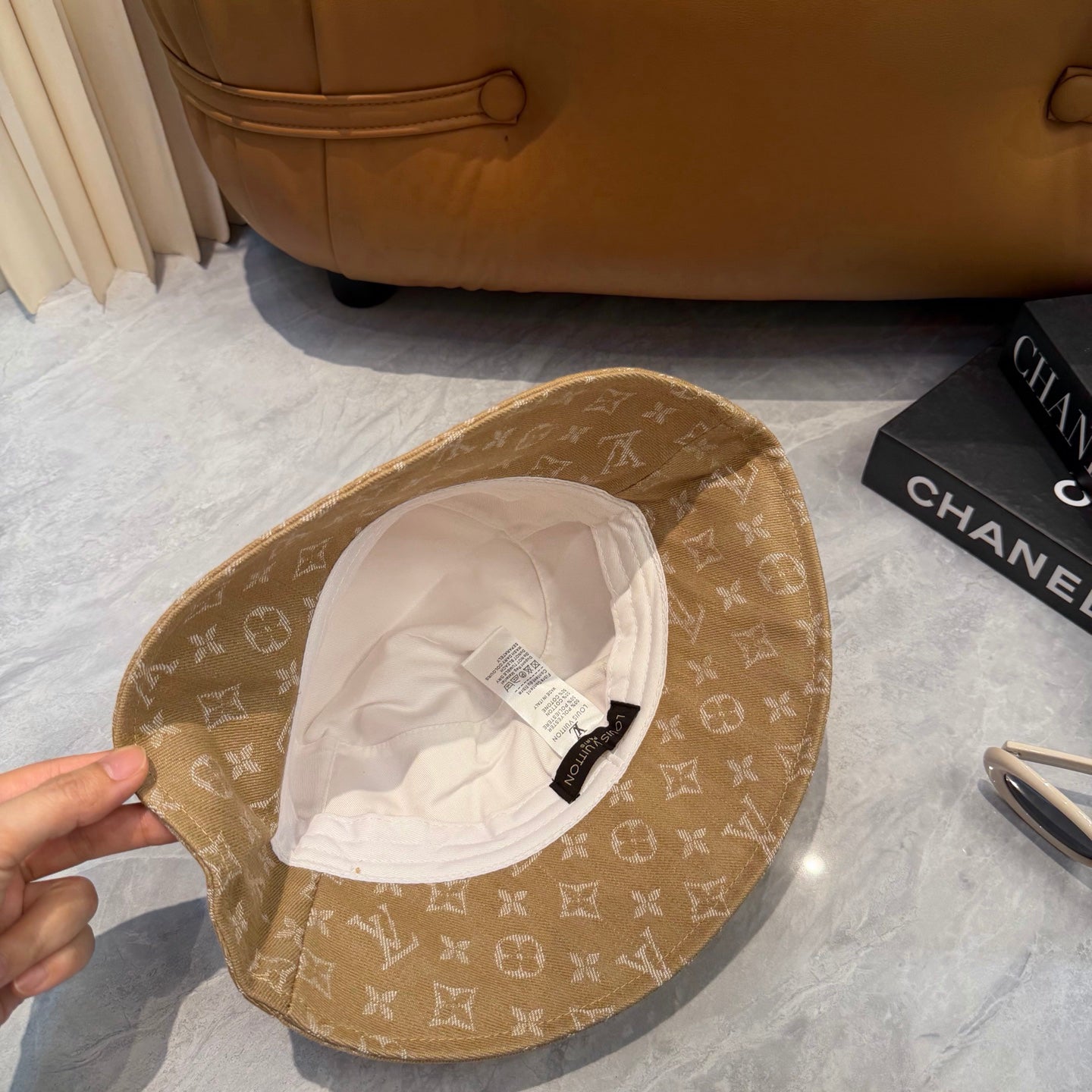 Monogram Print Wide Brim Bucket Hat