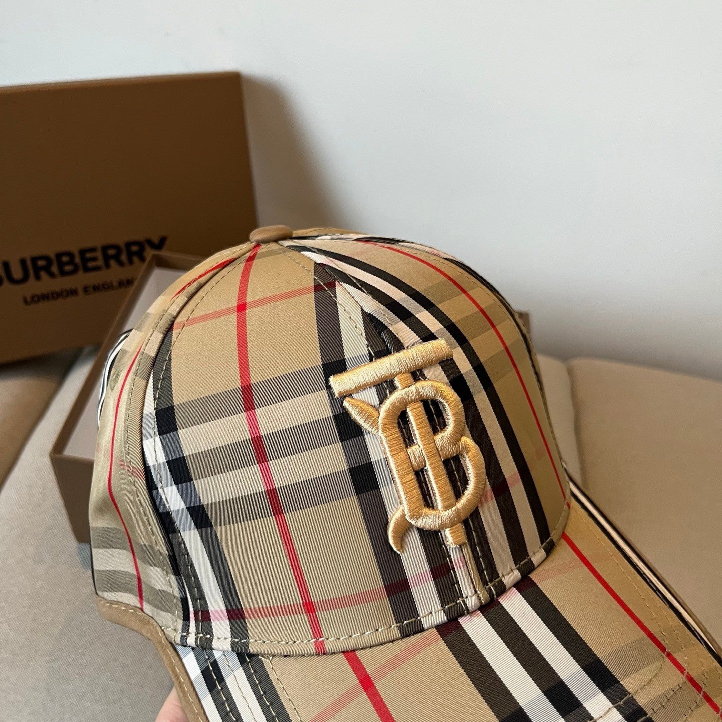 Vintage Check Embroidered Monogram Baseball Cap