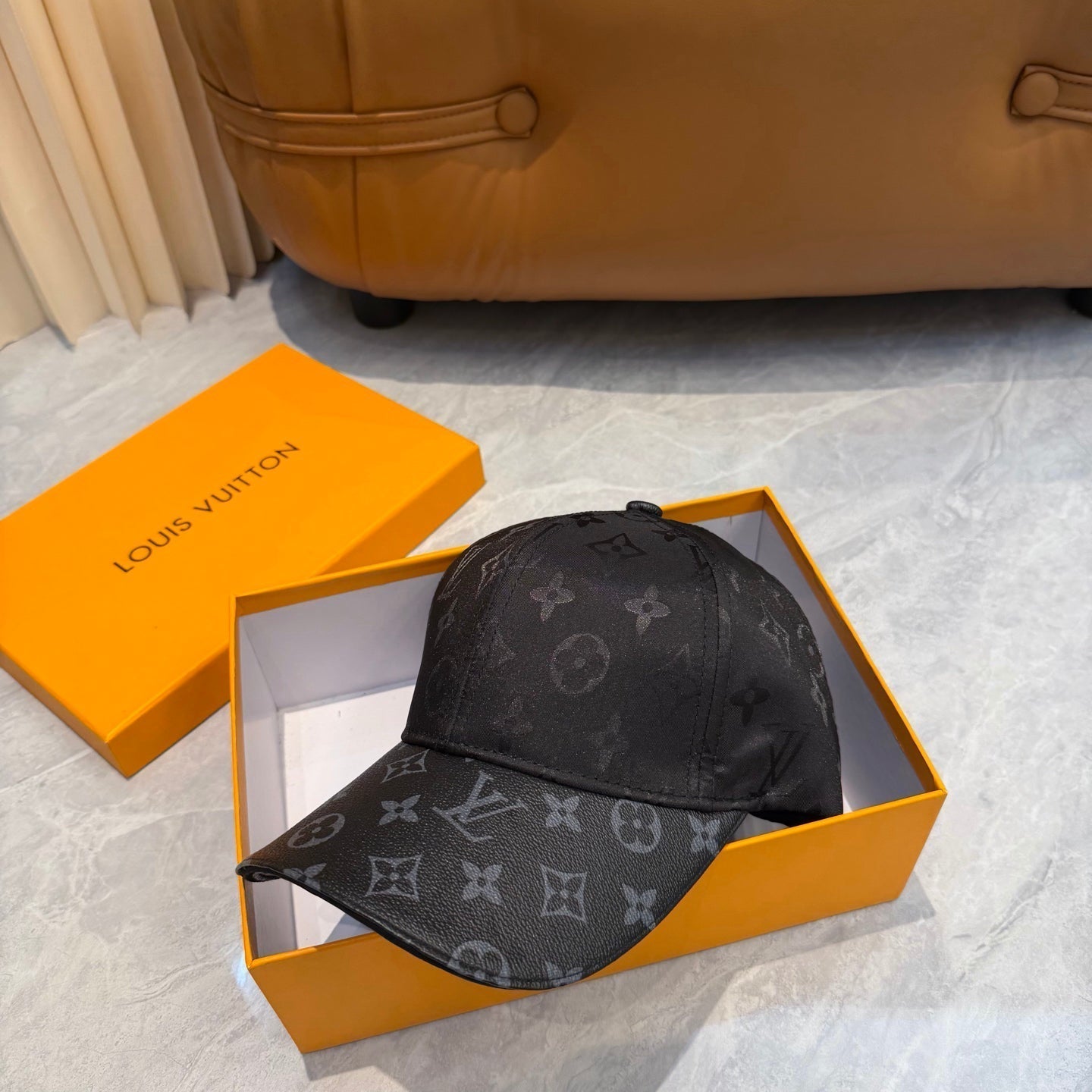 Monogram Print Adjustable Baseball Cap