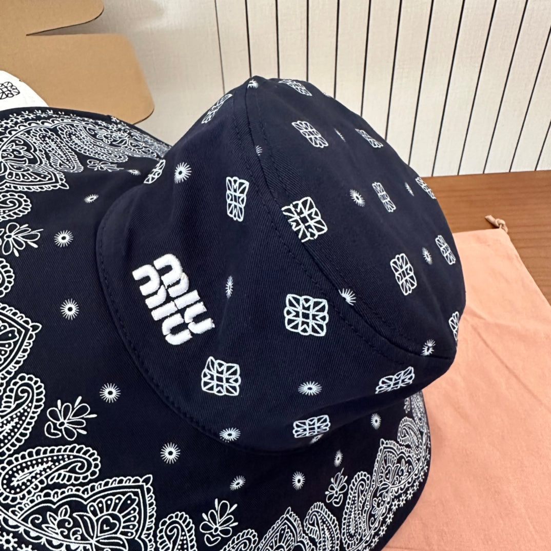 Paisley Print Wide Brim Bucket Hat with Adjustable Chin Cord