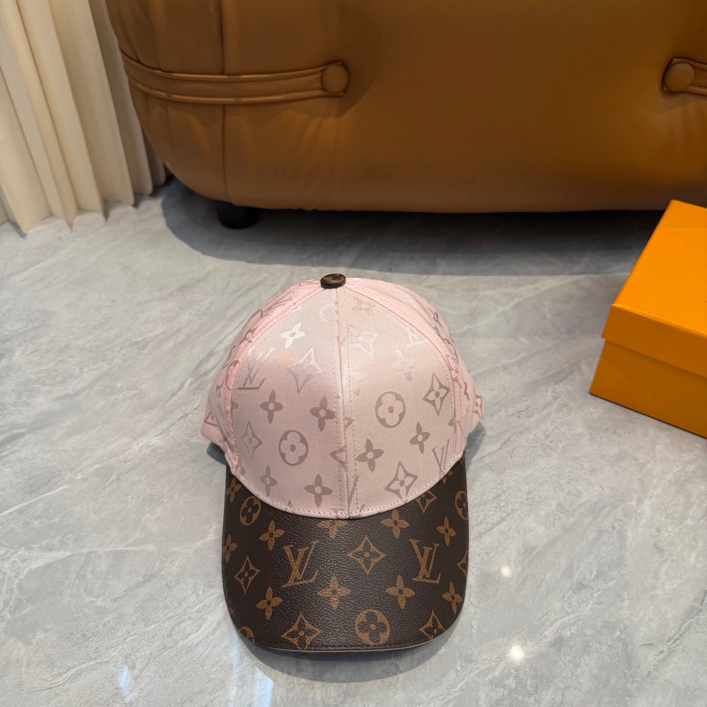 Pink Monogram Contrast Baseball Cap