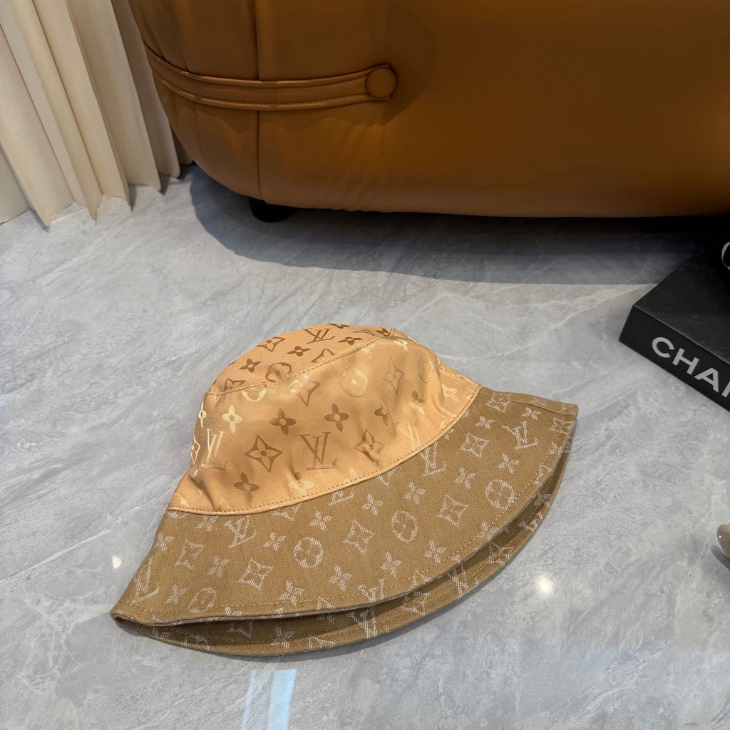 Monogram Print Wide Brim Bucket Hat