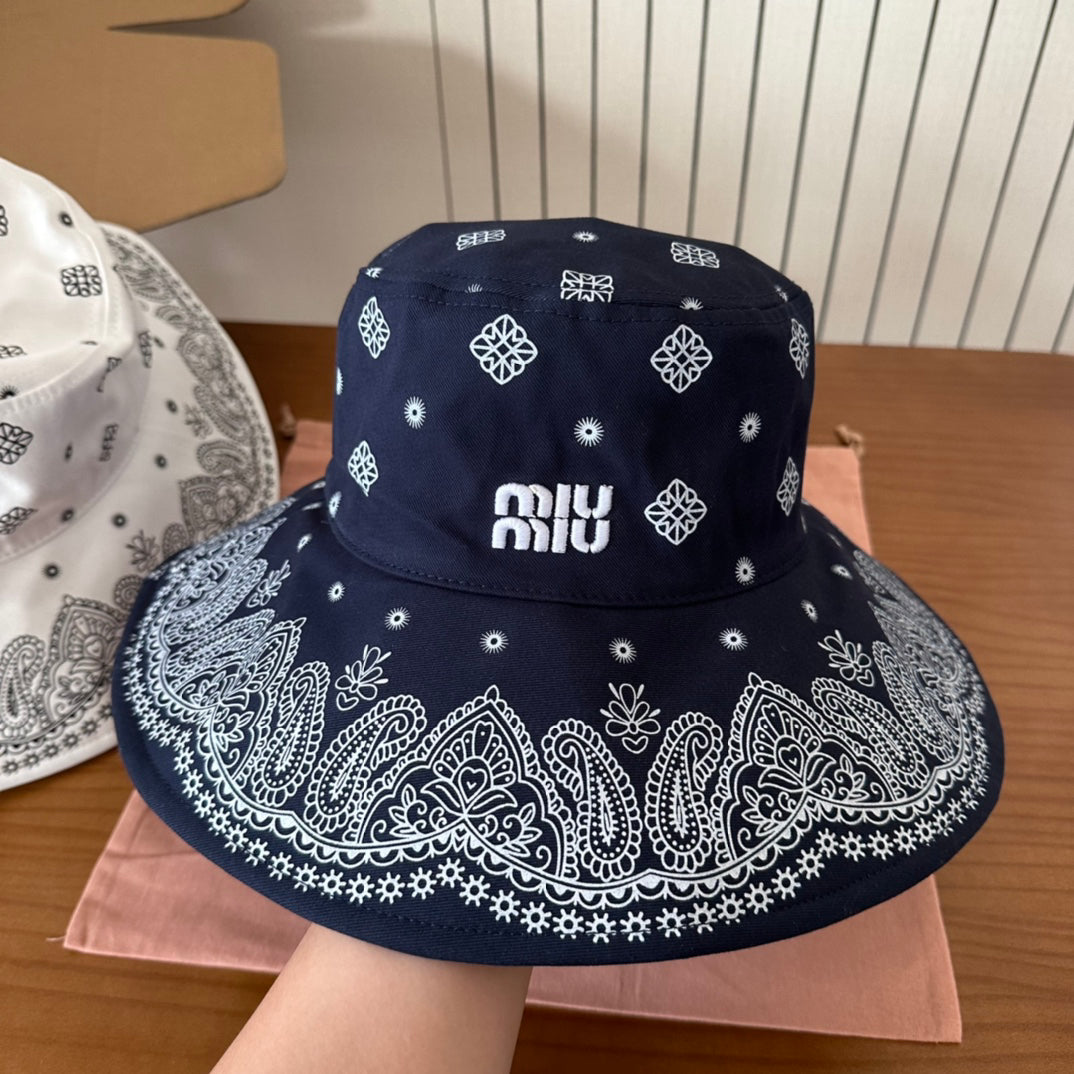 Paisley Print Wide Brim Bucket Hat with Adjustable Chin Cord