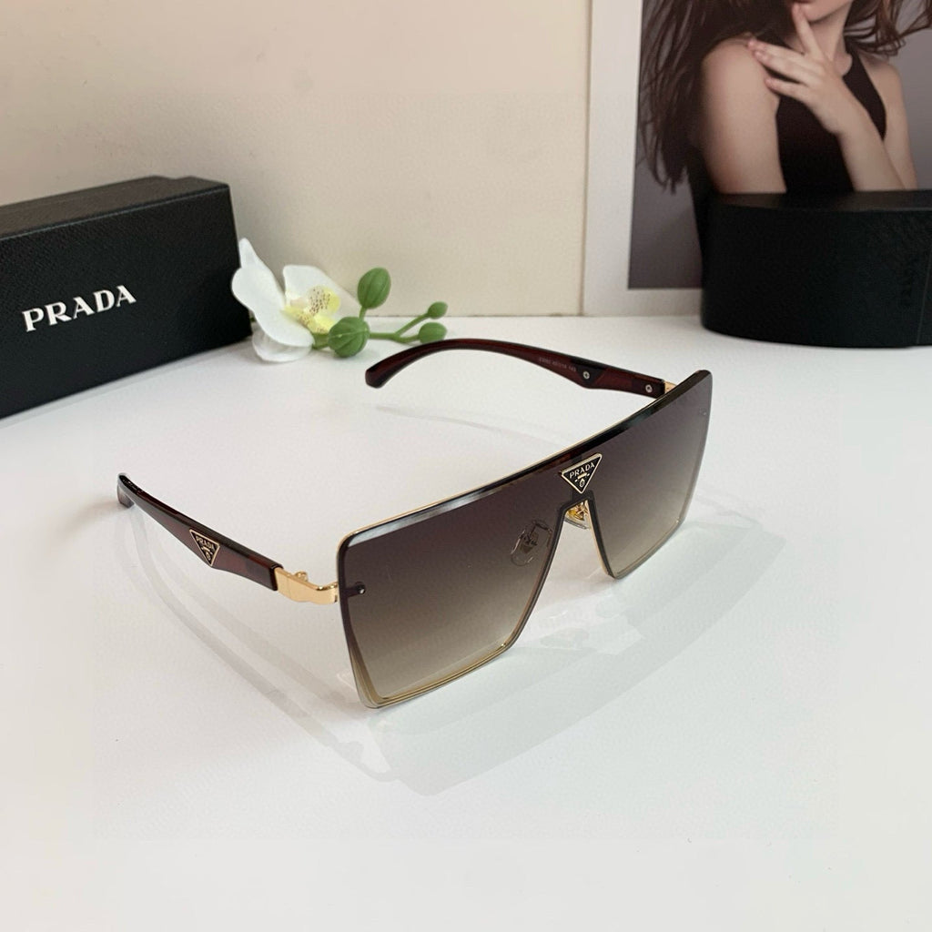 Gradient Shield Sunglasses – Brown & Gold Edition