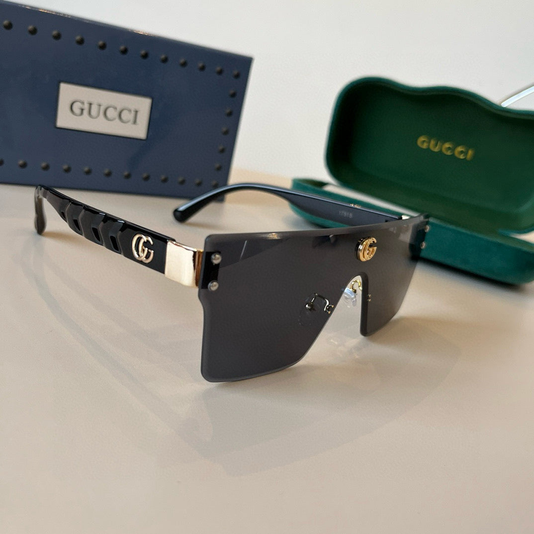 Oversized Shield Sunglasses with Gold Accent Detailing