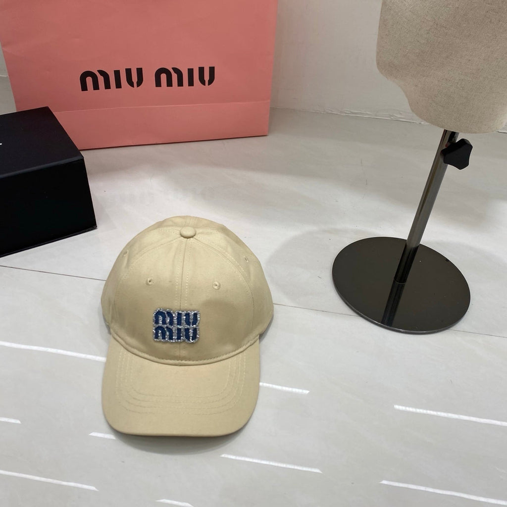 Miu Miu Rhinestone Logo Baseball Cap