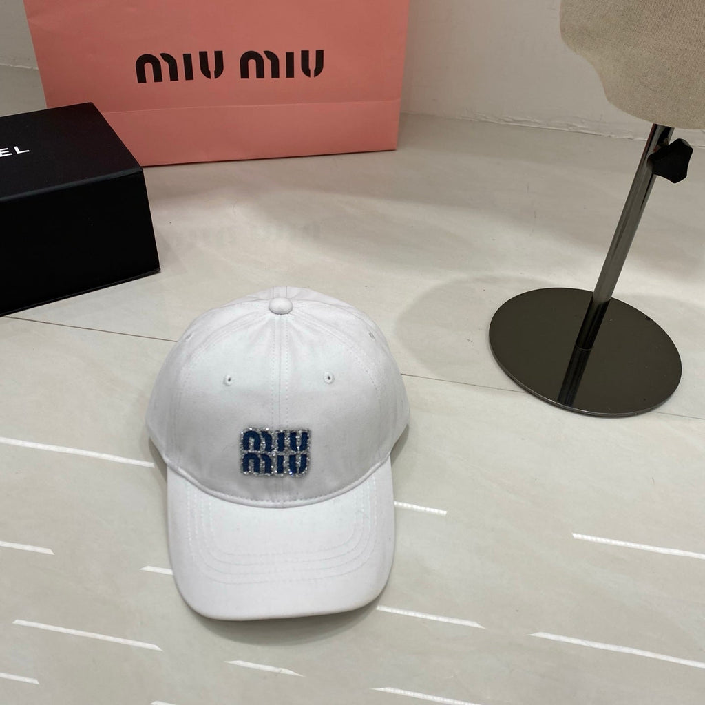 Miu Miu Rhinestone Logo Baseball Cap