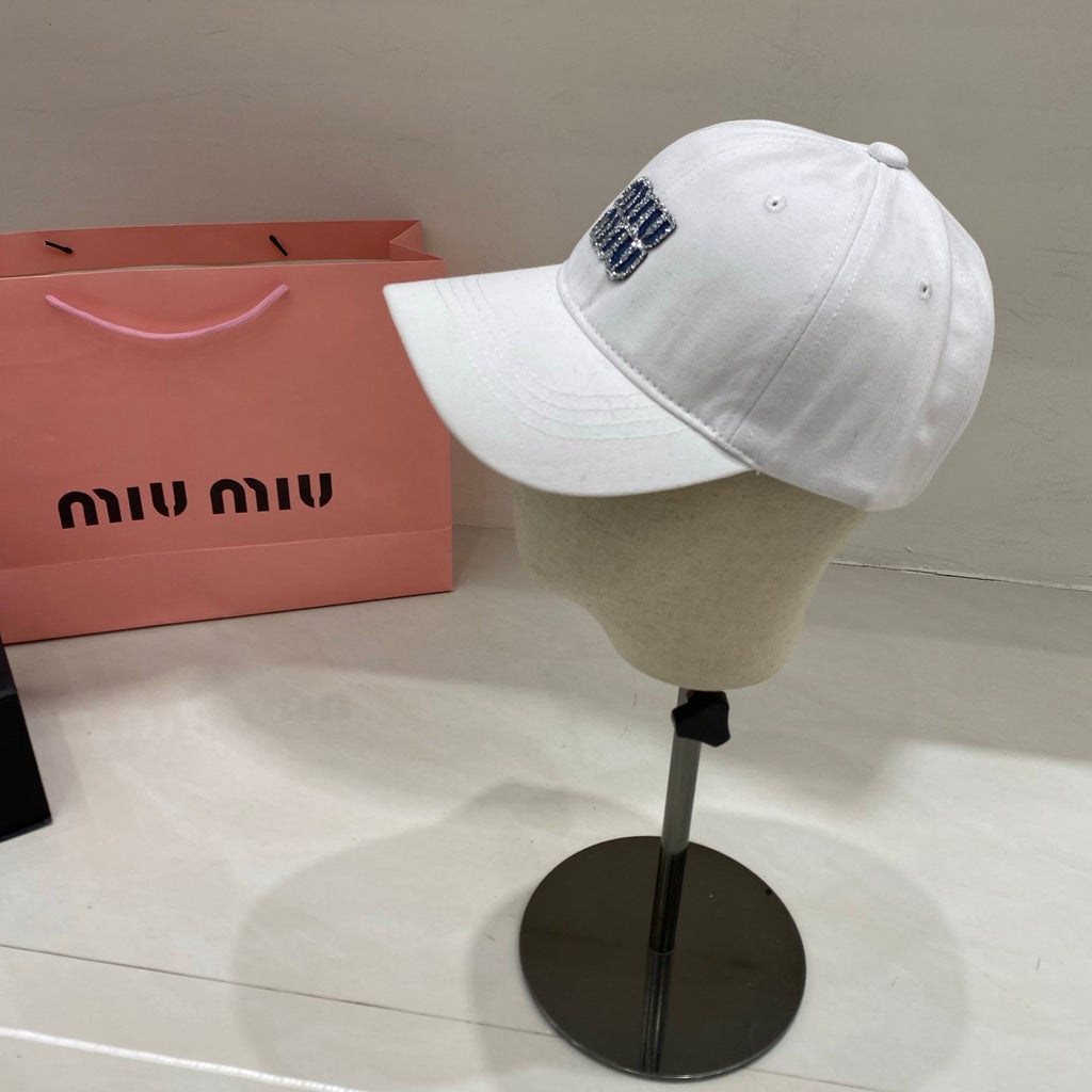 Miu Miu Rhinestone Logo Baseball Cap