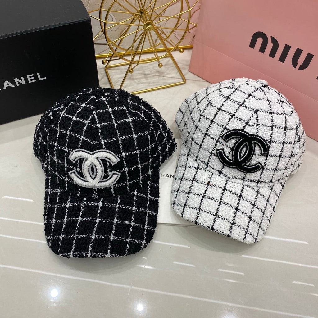 CHANEL Checkered Baseball Cap